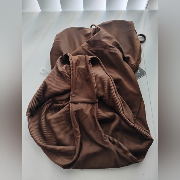 ZAFUL One Piece  Lace Up Tie Back Ribbed Fully Lined Tummy Control Scoop Padded - Picture 12 of 13